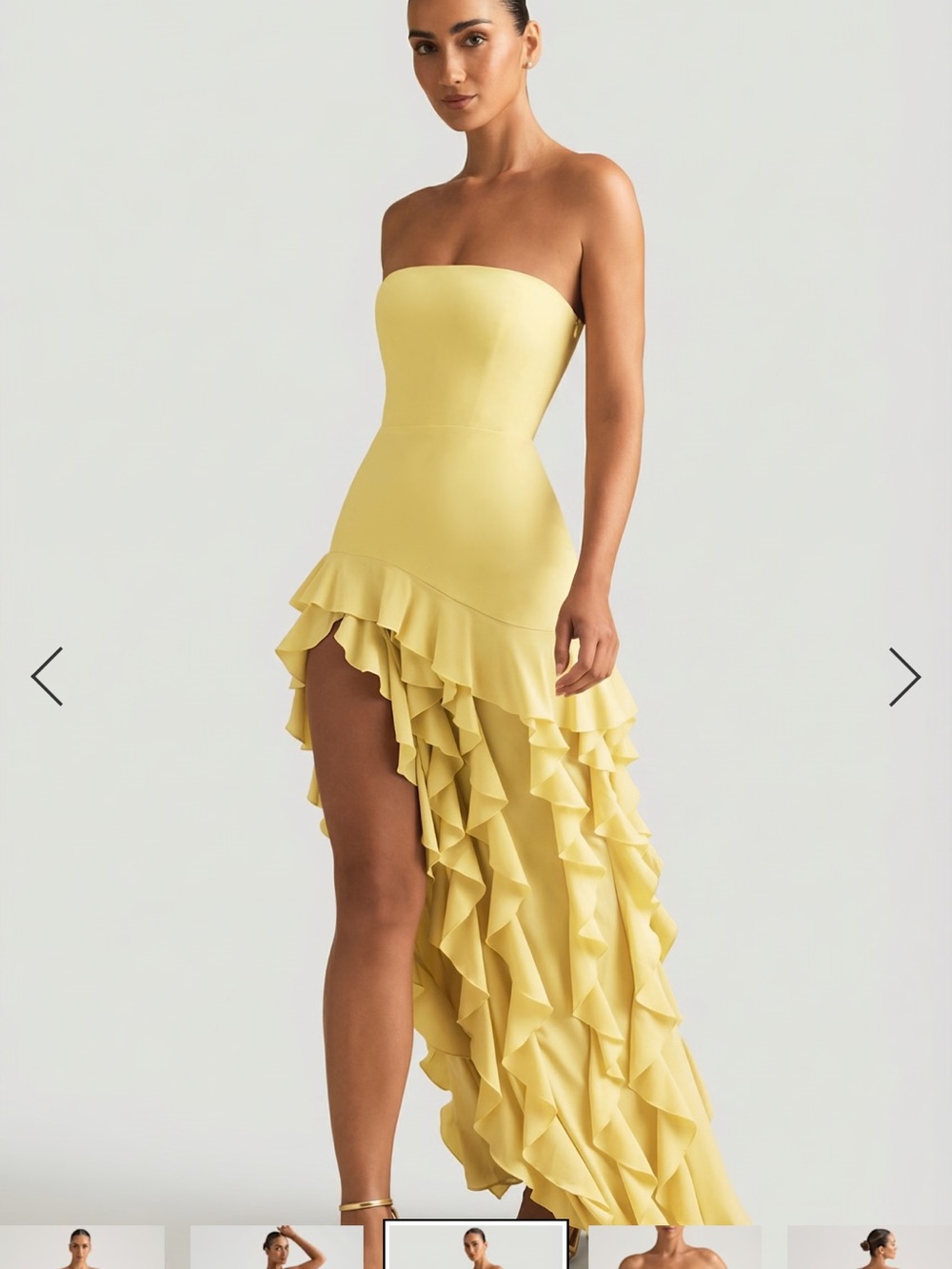 Strapless Lemon Ruffle High-Low Dress - Picture 2 of 2